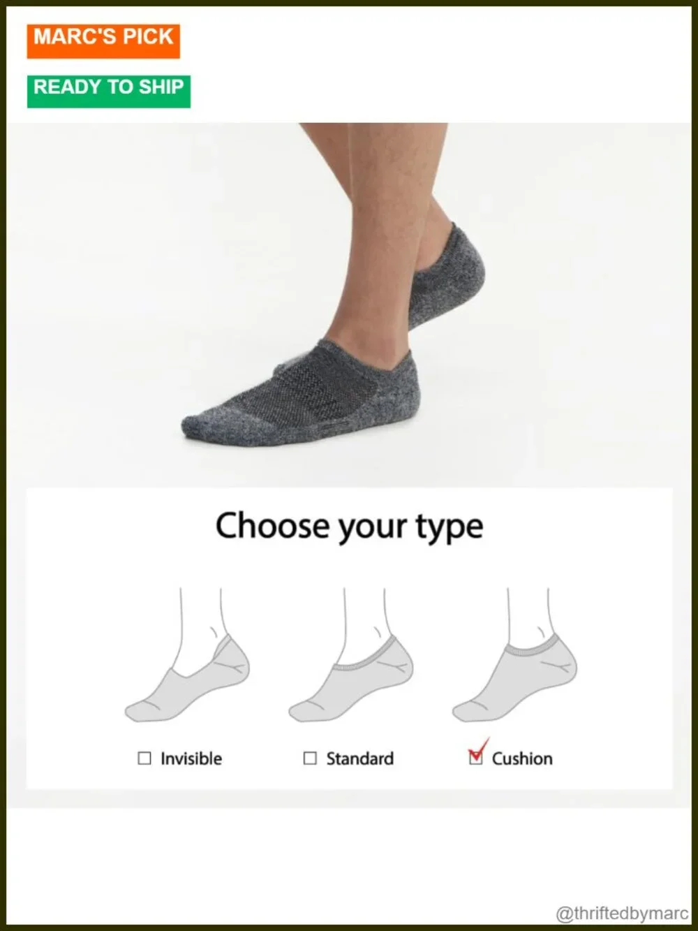 5 Pairs No Show Cushion Non Slip Socks
